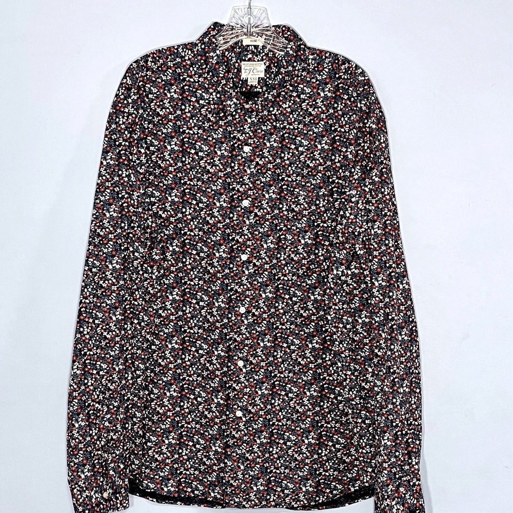 J Crew Men Slim Stretch Navy Floral Button Shirt XXL Preppy Colorful Eco Holiday